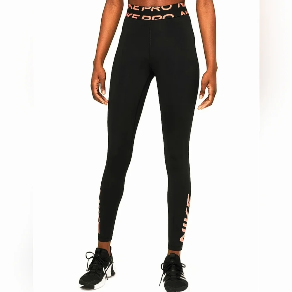 Nike Black & Pink Dri-fit Pro Grx Full Length Training Leggings